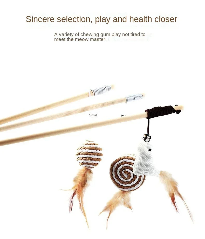 Interactive Feather Cat Wand Toy